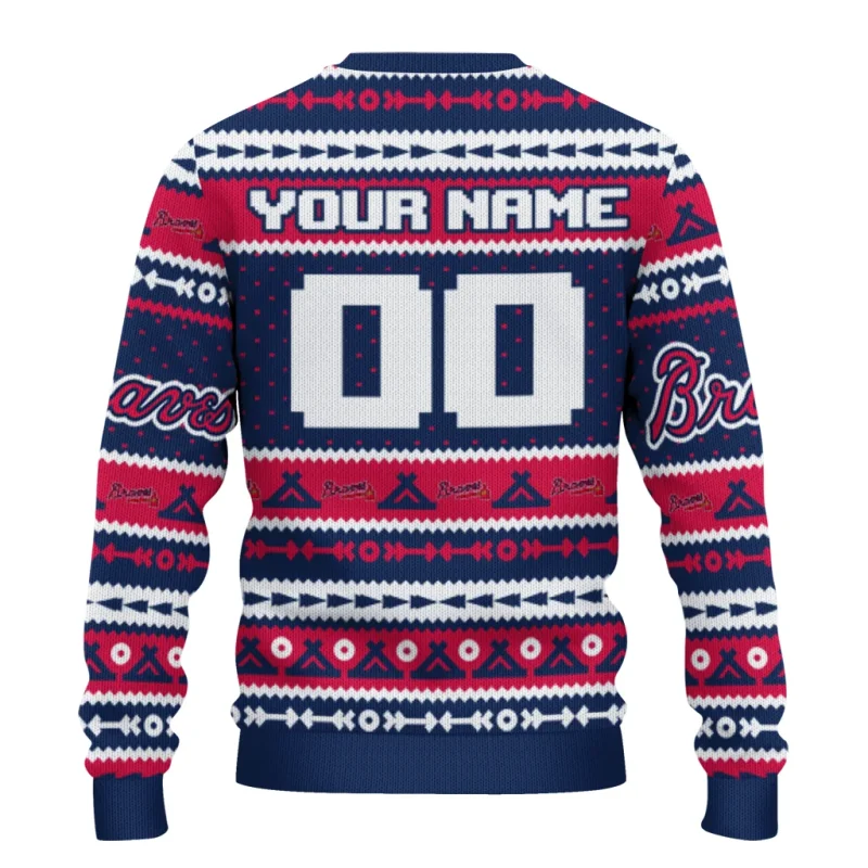 Personalized Atlanta Braves Tent Stripes Ugly Sweater 1