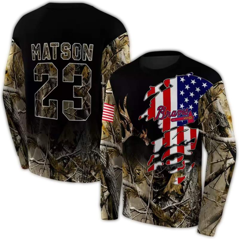 Personalized Atlanta Braves Tree Camo AOP Sweatshirt 1