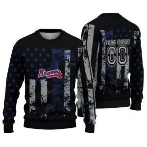 Personalized Atlanta Braves Vintage Usa Flag Sweatshirt For Fans