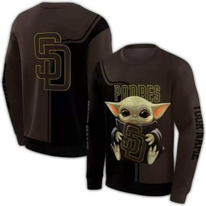 Custom Baby Yoda San Diego Padres All-Over Print Sweatshirt