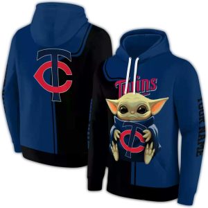 Personalized Baby Yoda Hug Logo Minnesota Twins All-over Print Hoodie