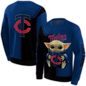 Personalized Baby Yoda Hug Logo Minnesota Twins All-over Print Sweatshirt