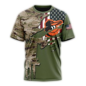 Personalized Baltimore Orioles Camo T-Shirt For Veterans Day Celebration