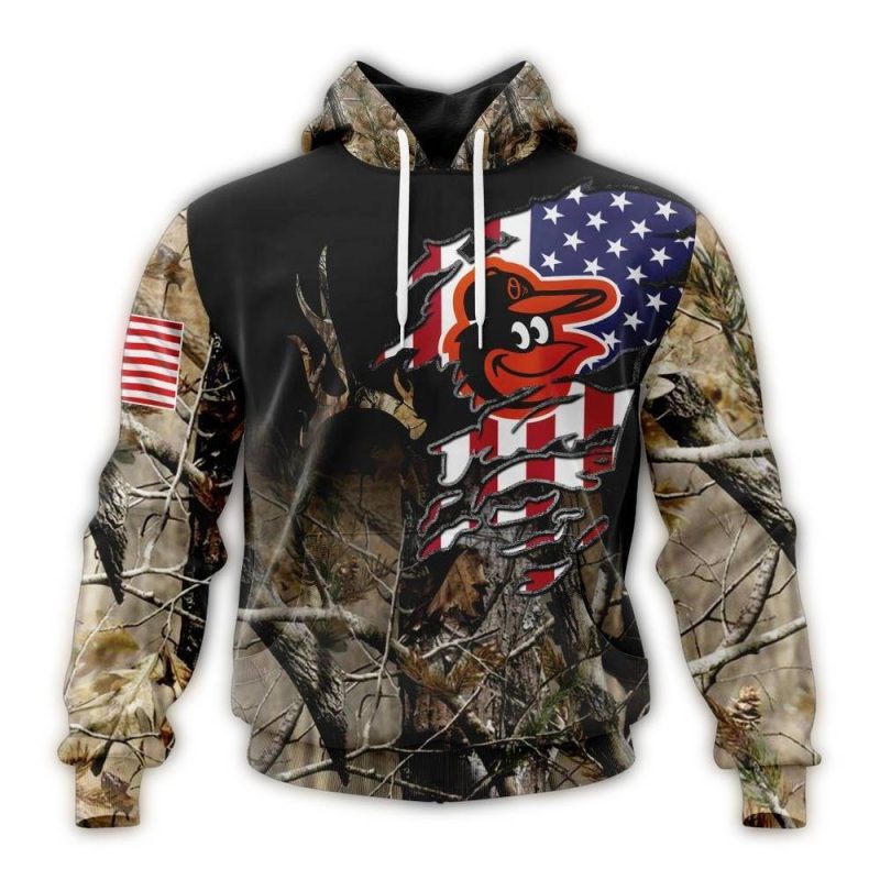 Personalized Baltimore Orioles Camo Realtree Hunting AOP Hoodie 1