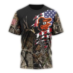 Custom Baltimore Orioles Camo Realtree All-Over Print T-Shirt