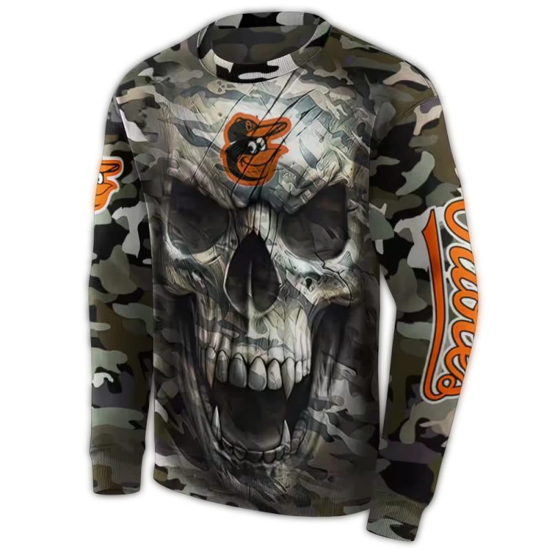Personalized Baltimore Orioles Camo Skull AOP Sweatshirt 1