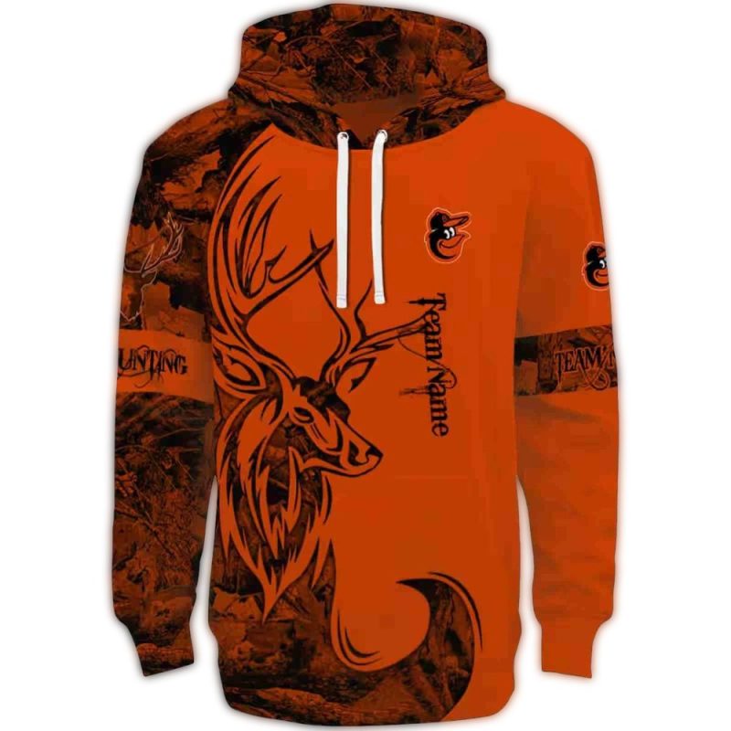 Personalized Baltimore Orioles Deer Silhouette AOP Hoodie 1