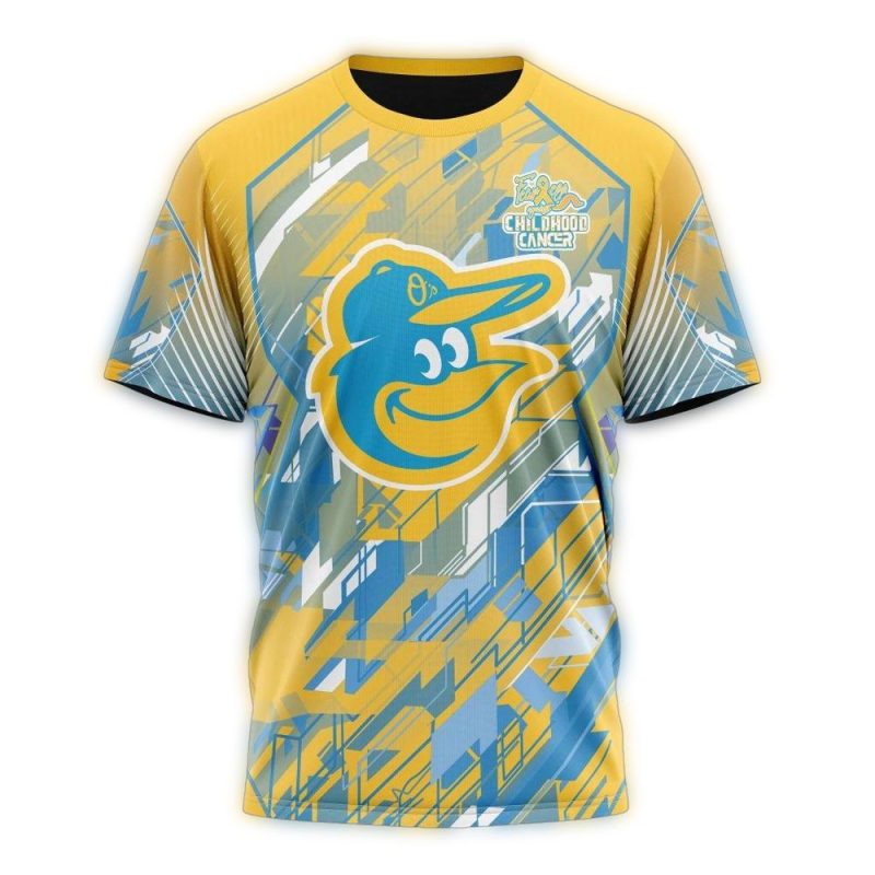 Personalized Baltimore Orioles Fearless Against Childhood Cancers AOP T Shirt 1