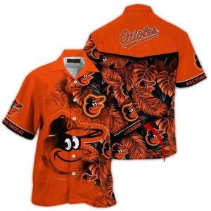 Personalized Baltimore Orioles Floral Leaf Hawaiian Shirt For Fans