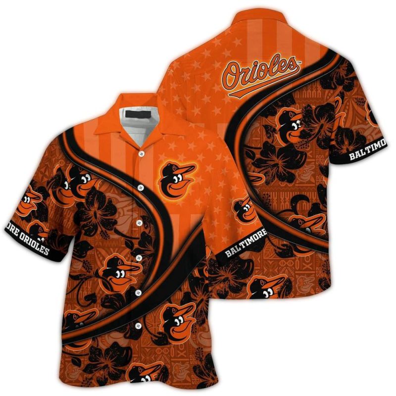 Personalized Baltimore Orioles Flower and Flag US Hawaiian Shirt 1
