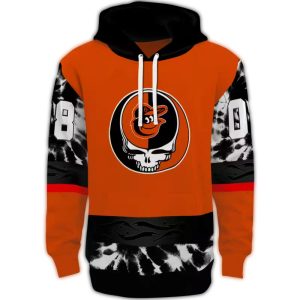 Custom Baltimore Orioles Grateful Vibes All-Over Print Hoodie