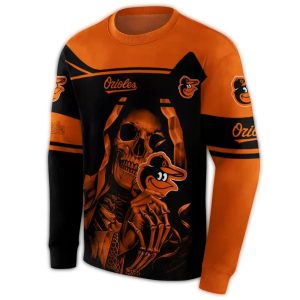Custom Baltimore Orioles Grim Reaper All-Over Print Sweatshirt