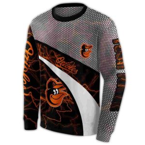Custom Baltimore Orioles Hexagonal Mesh Print Sweatshirt For Fans