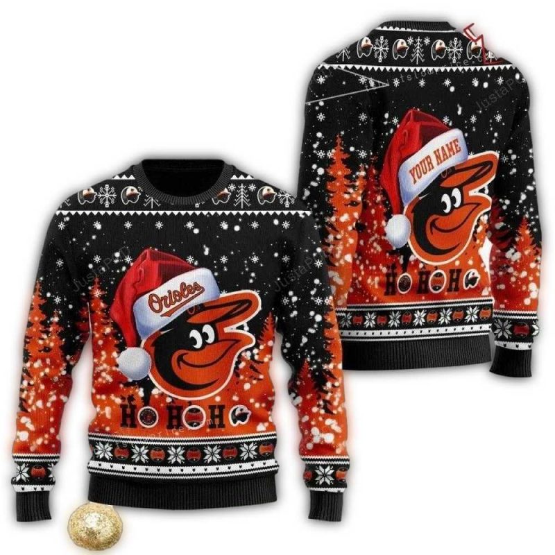 Personalized Baltimore Orioles Ho Ho Ho Ugly Sweater 1