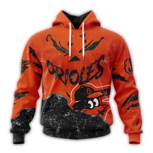 Custom Baltimore Orioles Jack-O'-Lantern Halloween All-Over Print Hoodie