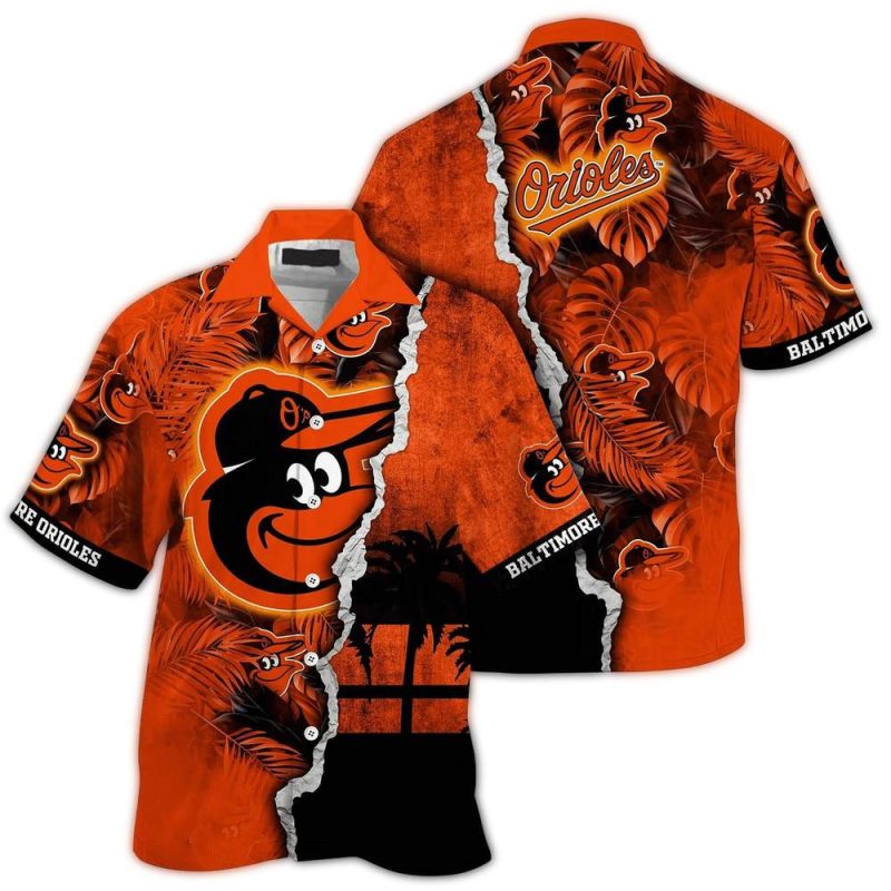 Personalized Baltimore Orioles Leafs and Coconut Tropical Hawaiian Shirt 1