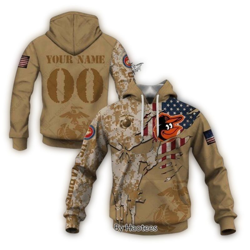 Personalized Baltimore Orioles Marine Camo AOP Hoodie 1