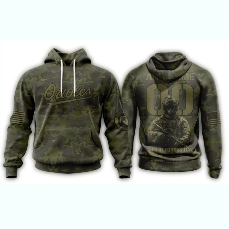 Personalized Baltimore Orioles Military Appreciation Month AOP Hoodie 1