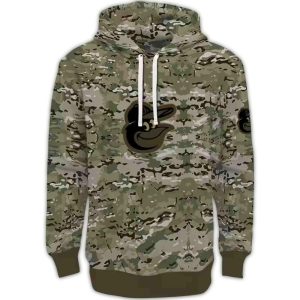 Custom Baltimore Orioles Military Style All-Over Print Hoodie For Fans
