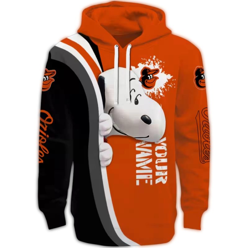 Personalized Baltimore Orioles Peeking Snoopy AOP Hoodie 1
