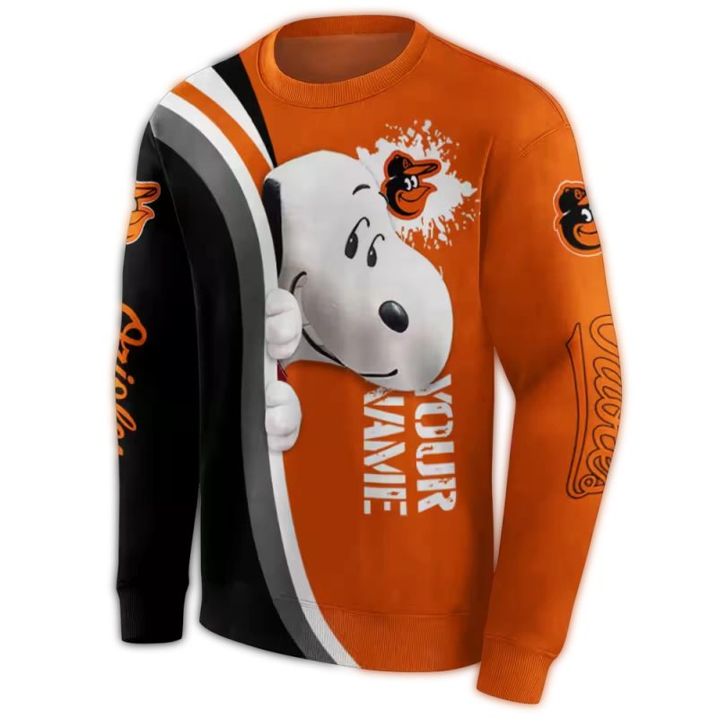 Personalized Baltimore Orioles Peeking Snoopy Ugly Sweater 1