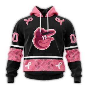 Custom Baltimore Orioles Pink Breast Cancer Awareness Hoodie