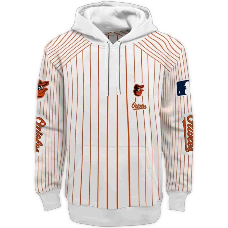 Personalized Baltimore Orioles Pinstripe Pattern AOP Hoodie 1