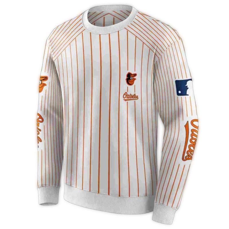 Personalized Baltimore Orioles Pinstripe Pattern AOP Sweatshirt 1