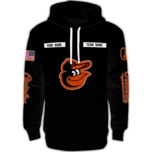 Custom Baltimore Orioles Skull Punisher Black All Over Print Hoodie