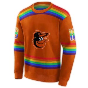 Custom Baltimore Orioles Rainbow Stripes All-Over Print Sweatshirt