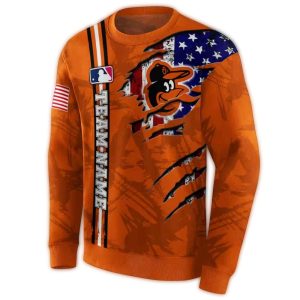 Custom Baltimore Orioles Ripped Flag All Over Print Sweatshirt For Fans