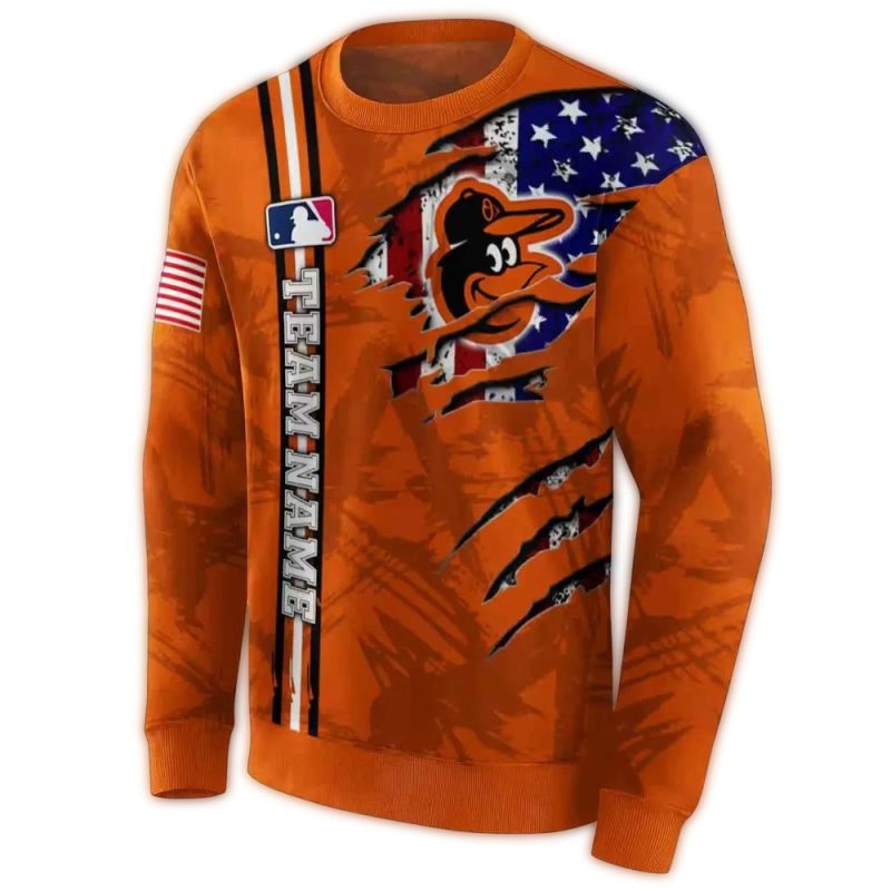 Personalized Baltimore Orioles Ripped Flag Ugly Sweater 1