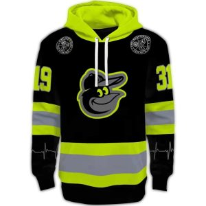 Custom Baltimore Orioles All-Over Print Hoodie With Safety Motif