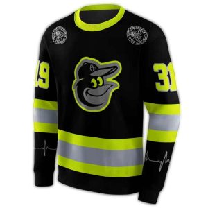 Custom Baltimore Orioles Safety Motif All-Over Print Sweatshirt