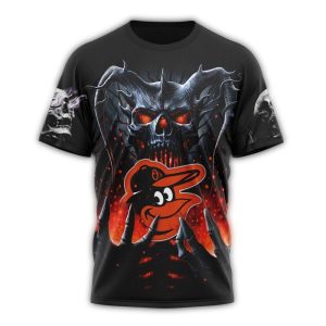 Custom Baltimore Orioles Skull Halloween All-Over Print T-Shirt