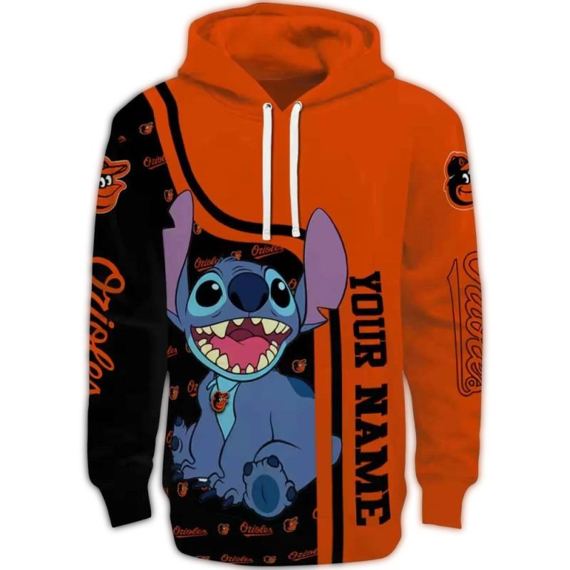 Personalized Baltimore Orioles Stitch AOP Hoodie 1