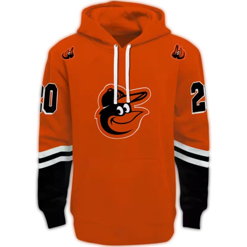 Personalized Baltimore Orioles Striped AOP Hoodie 1