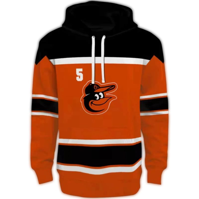 Personalized Baltimore Orioles Striped Pattern AOP Hoodie 1