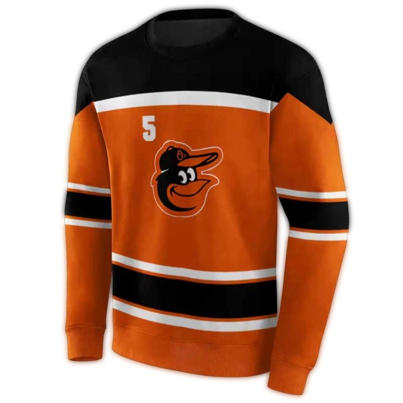 Personalized Baltimore Orioles Striped Pattern AOP Sweatshirt 1