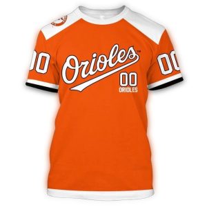 Custom Baltimore Orioles Orange & White All-Over Print T-Shirt