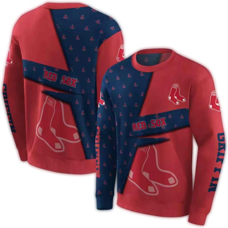 Personalized Boston Red Sox Abstract Shape AOP Sweatshirt 1
