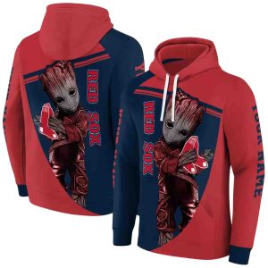 Custom Boston Red Sox Baby Groot All-Over Print Hoodie For Kids