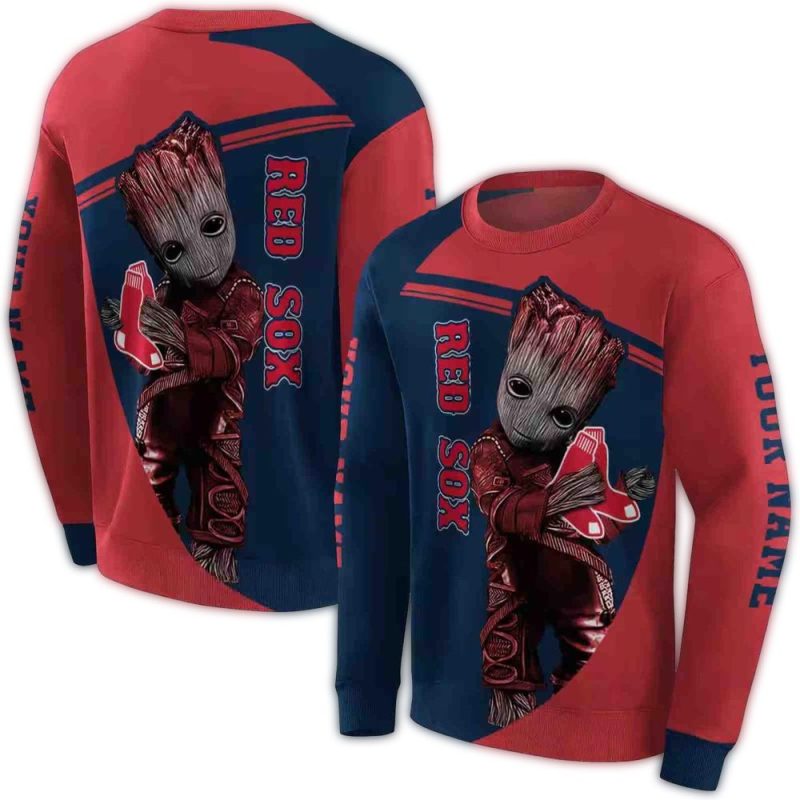 Personalized Boston Red Sox Baby Groot AOP Sweatshirt 1