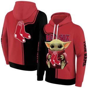 Custom Baby Yoda Boston Red Sox All-Over Print Hoodie For Kids