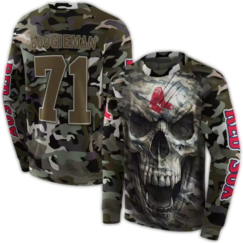 Personalized Boston Red Sox Camo Skull AOP Sweatshirt 1