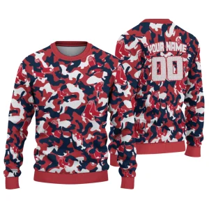 Personalized Boston Red Sox Camo Ugly Sweater For Fans