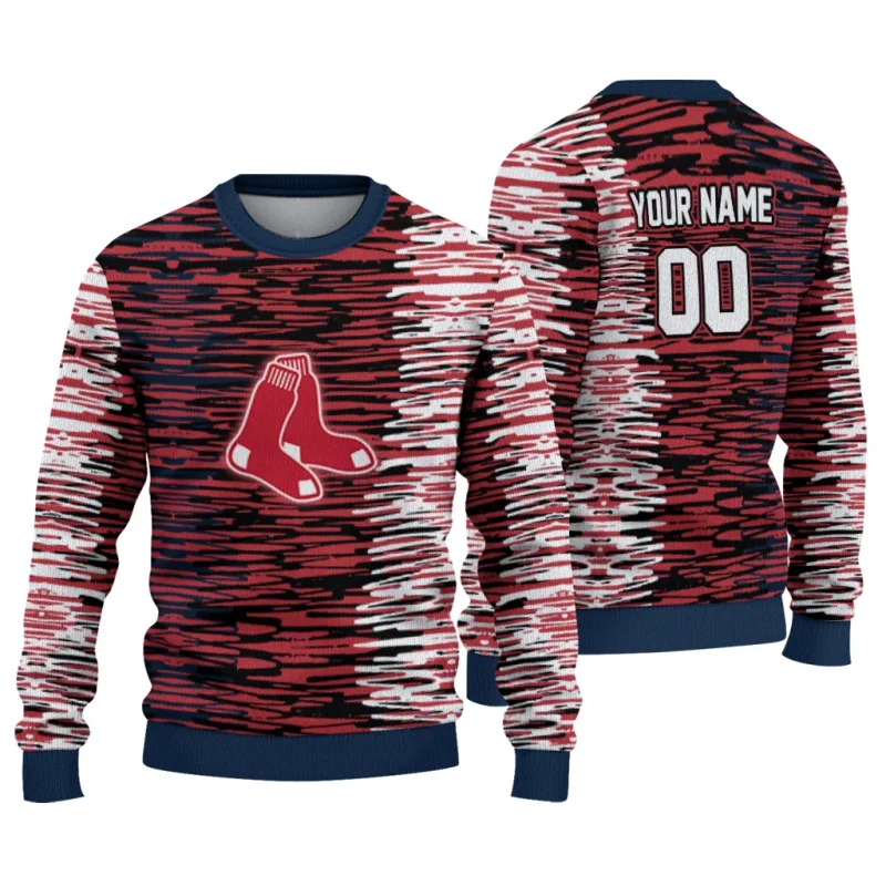 Personalized Boston Red Sox Camouflage Stripe Ugly Sweater 1