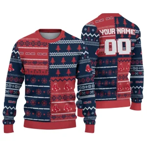 Personalized Boston Red Sox Christmas Tree Bands Ugly Sweater