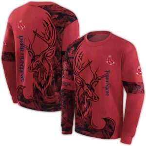 Personalized Boston Red Sox Deer Silhouette All Over Print Sweatshirt