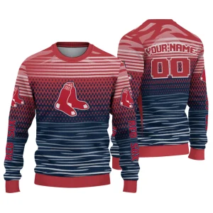 Personalized Boston Red Sox Ugly Sweater With Diamond Mesh Design